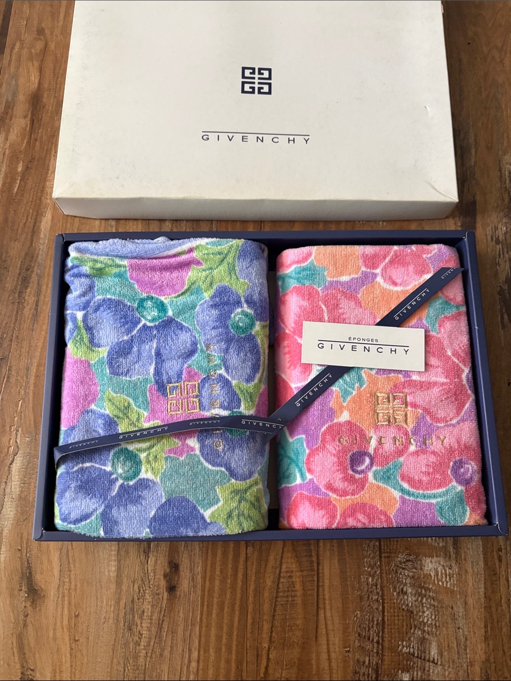 Givenchy Floral Cotton Towels in Purple, Pink & Green